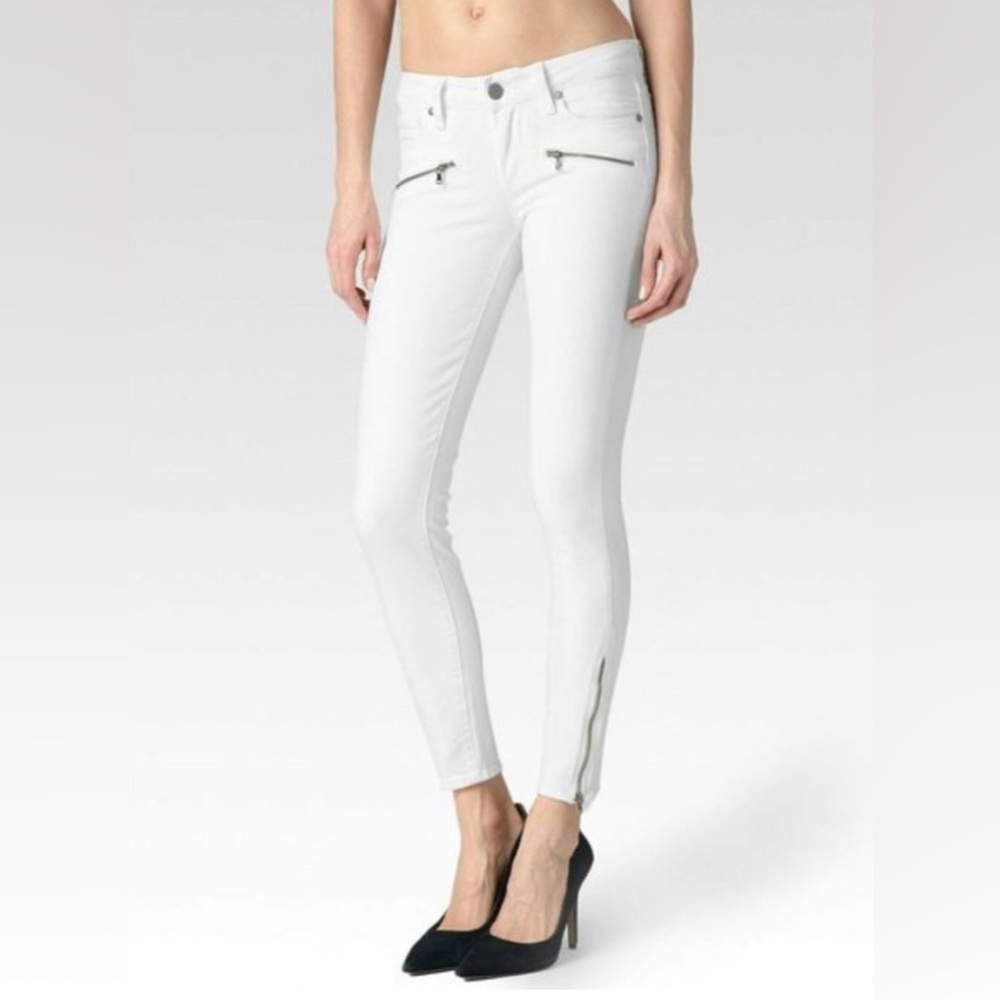 PAIGE: Jane Zip Crop White Jean with ankle & front zipper details